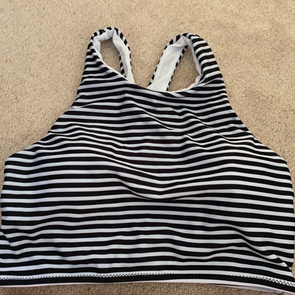 NWOT black/white/orange high waisted bathing suit - Picture 4 of 8
